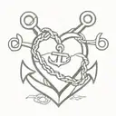 heart and anchor intertwined tattoo design idea