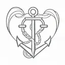 heart and anchor intertwined tattoo design idea
