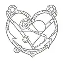 heart and anchor intertwined tattoo design idea