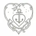 anchor heart surrounded tattoo design idea
