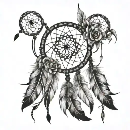 dream catcher entangled in baby foot prints tattoo design idea