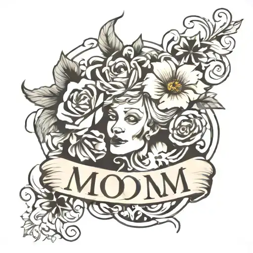 mourning with the phrase Mom tattoo design idea