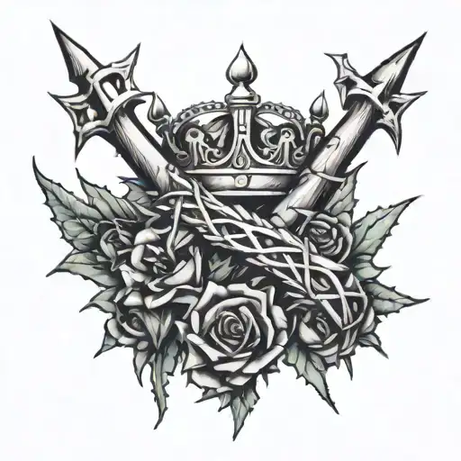 1 Corinthians 13:4-7, crown of thorns, nails tattoo design idea