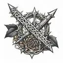 1 Corinthians 13:4-7, crown of thorns, nails tattoo design idea