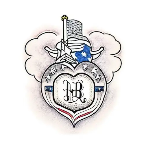 american traditional heart with name smallbear tattoo design idea