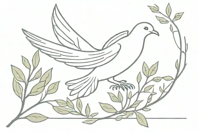 dove for Holy Spirit with olive branches tattoo design idea