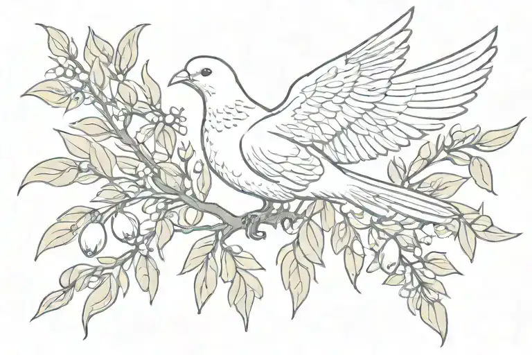 dove for Holy Spirit with olive branches tattoo design idea