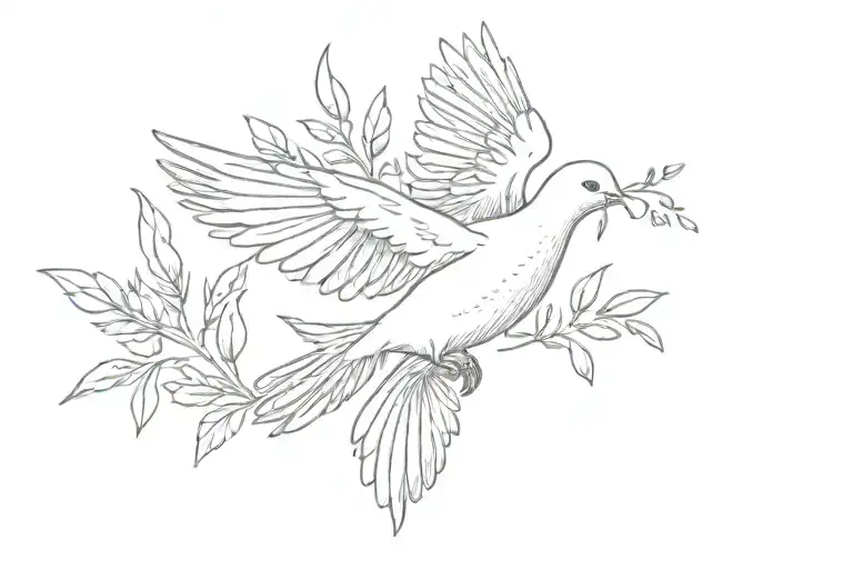 dove for Holy Spirit with olive branches tattoo design idea
