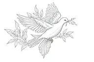 dove for Holy Spirit with olive branches tattoo design idea