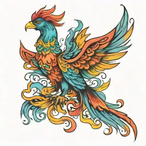 rainbow phoenix   tattoo design idea