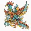 rainbow phoenix   tattoo design idea