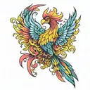 rainbow phoenix   tattoo design idea