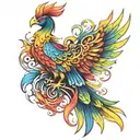rainbow phoenix   tattoo design idea