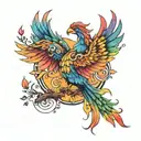 rainbow phoenix   tattoo design idea