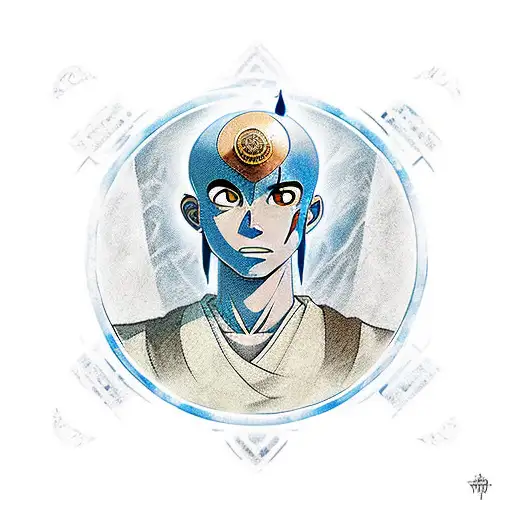 the last air bender as a Roman  tattoo design idea