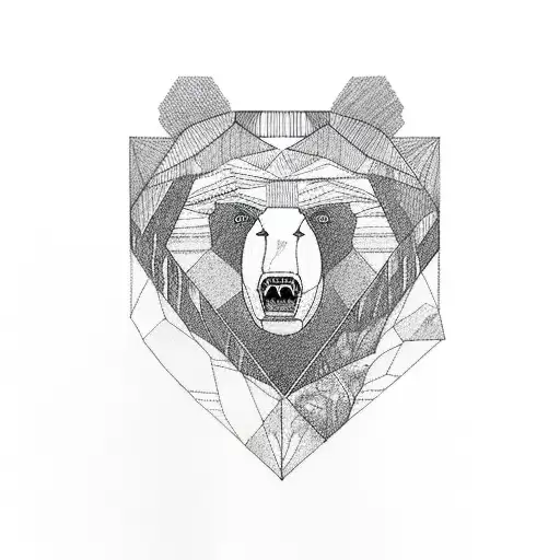 Bear, Mountains and Forest  tattoo design idea