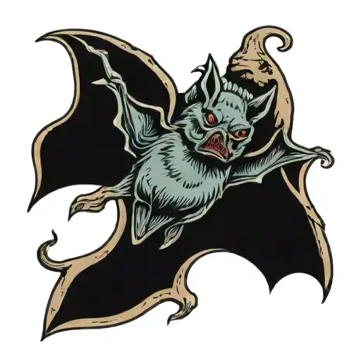 bat hanging upside tattoo design idea