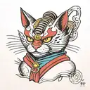 samurai cat tattoo design idea