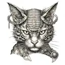samurai cat tattoo design idea
