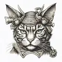 samurai cat tattoo design idea