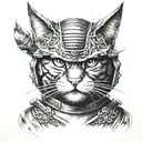 samurai cat tattoo design idea
