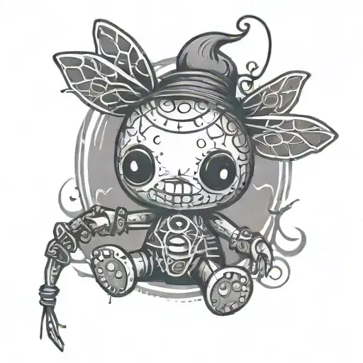 Spooky Voodoo doll tattoo design idea