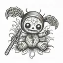 Spooky Voodoo doll tattoo design idea