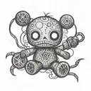 Spooky Voodoo doll tattoo design idea