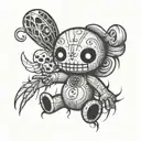 Spooky Voodoo doll tattoo design idea