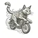Ghost cat riding tattoo design idea