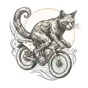 Ghost cat riding tattoo design idea