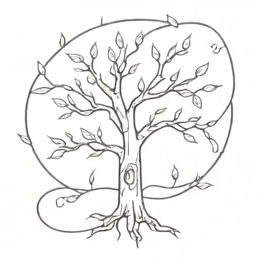 A tattoo of a tree with branches shaped like pencils, with leaves made up of small books, symbolizing growth and knowledge for your son tattoo design idea