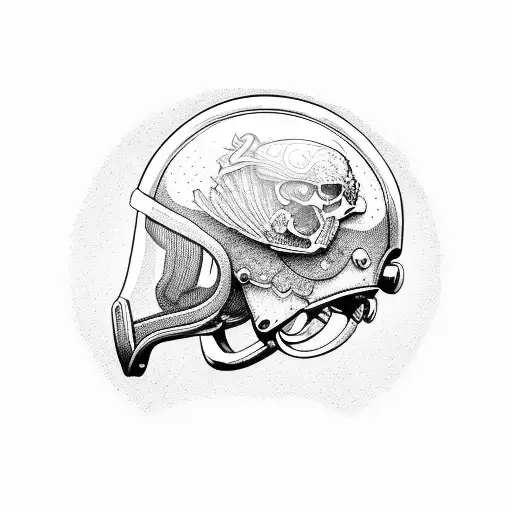 A pilot's helmet adorned with an eagle skull tattoo design idea