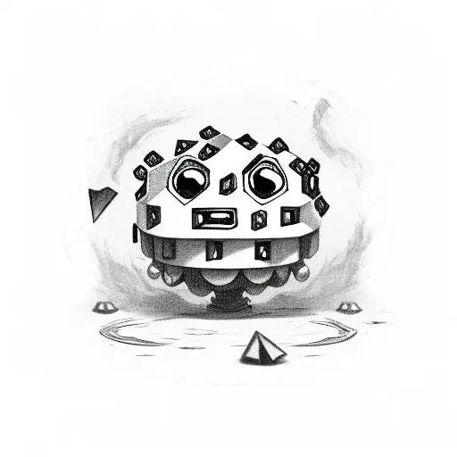 Dice monster from cuphead game tattoo design idea