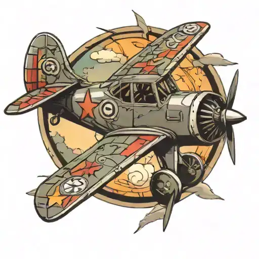 aviator propeller plane tattoo design idea