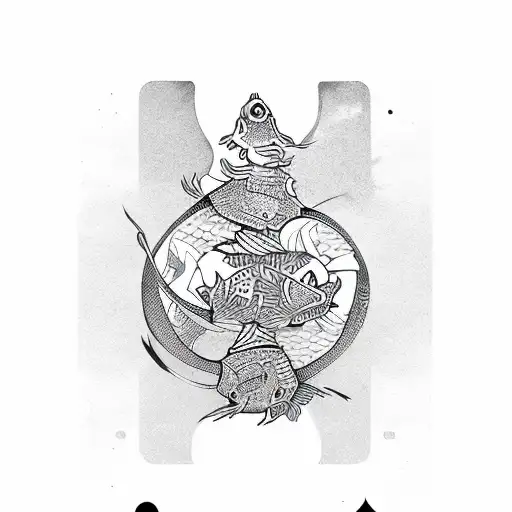 Joker playing card with yin yang koi fish tattoo design idea