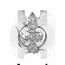 Joker playing card with yin yang koi fish tattoo design idea