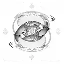 Joker playing card with yin yang koi fish tattoo design idea