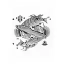 Joker playing card with yin yang koi fish tattoo design idea