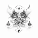 Joker playing card with yin yang koi fish tattoo design idea