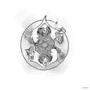 Joker playing card with yin yang koi fish tattoo design idea