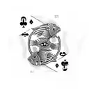 Joker playing card with yin yang koi fish tattoo design idea