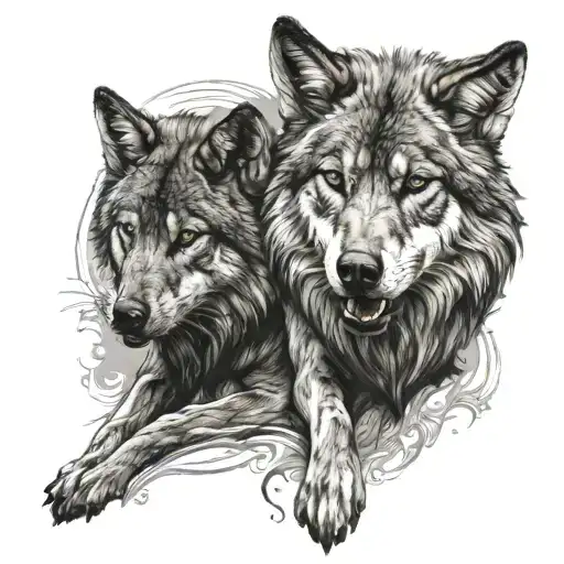 Sicilian wolves tattoo design idea