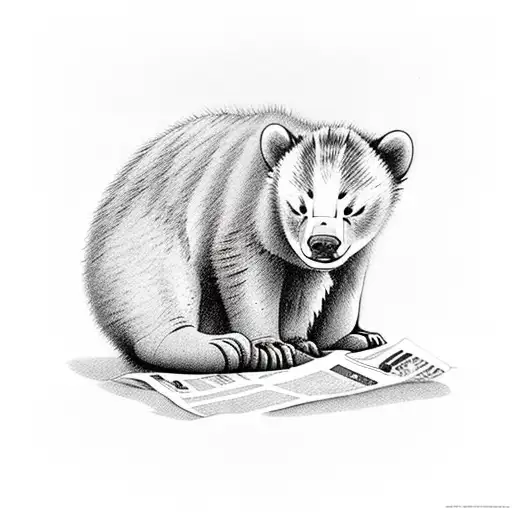 sleeping bear cub with a newspaper  tattoo design idea