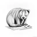 sleeping bear cub with a newspaper  tattoo design idea