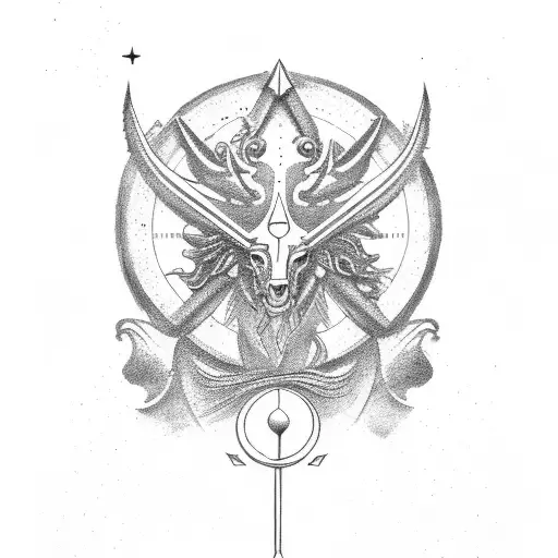 money travel Sagittarius god tattoo design idea