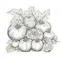 tomatoes, garlic, onion, celery, carrot, herbs, and oil tattoo design idea