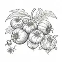 tomatoes, garlic, onion, celery, carrot, herbs, and oil tattoo design idea