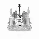 guitar with nashville skyline tattoo design idea