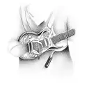 guitar with nashville skyline tattoo design idea